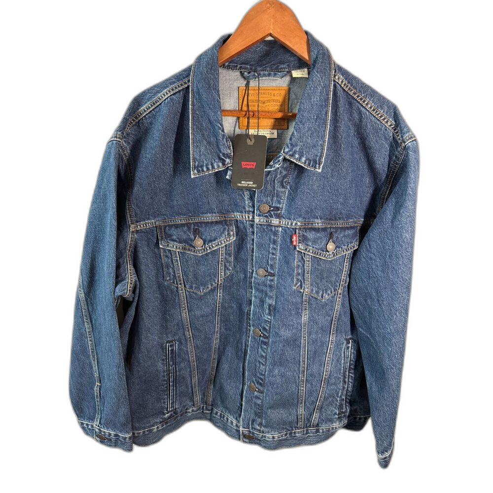 Levi’s Premium Relaxed Trucker Denim Jacket Men’s XL Blue Medium Wash